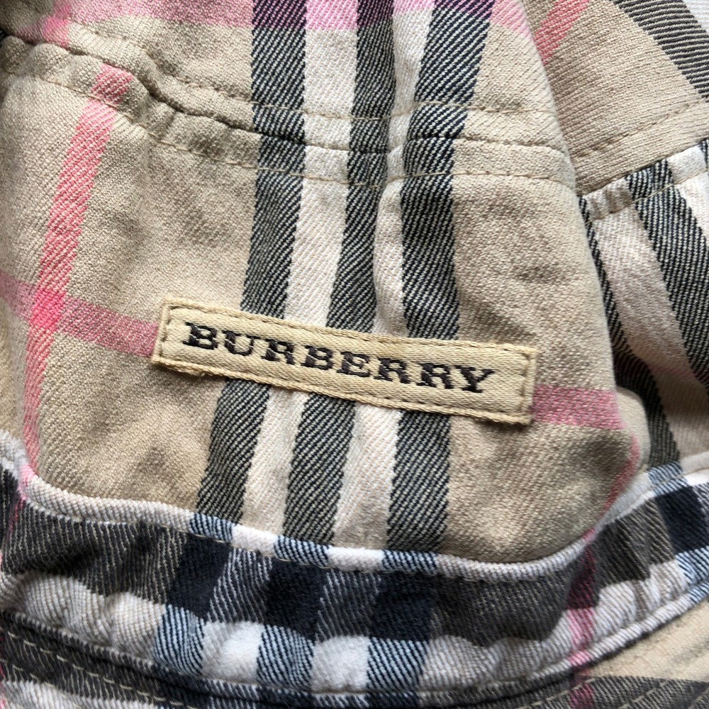 Vintage Y2K Burberry Golf Nova Check Bucket Hat Plaid Sun Cap Beige Size L/XL - Picture 4 of 11